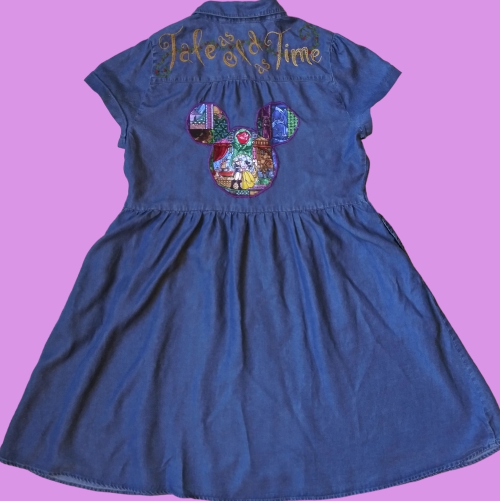 Disney Beauty & the Beast denim dress (size small 4-6) from small shop - Picture 2 of 3